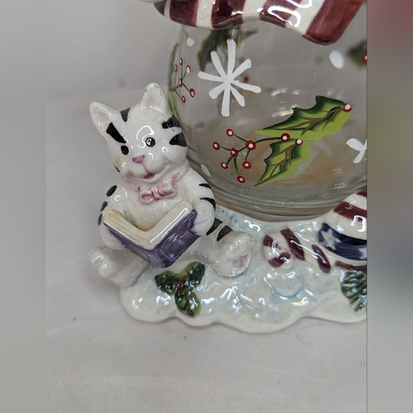 Snowman w/Kitten & Cardinal Votive Holder - Picture 2 of 5